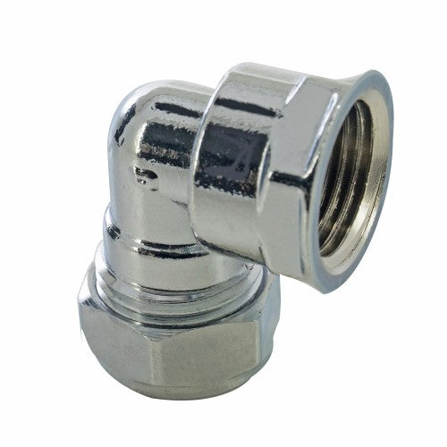 Chrome Compression Female Iron Bend x Copper Fitting