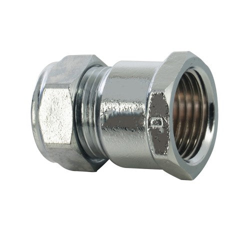 Chrome Compression Female Iron Straight x Copper Fitting